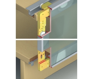Hafele 405.55.111 Sliding Door Hardware, Hawa Regal A 25 GR VF, For 1 Door, Shelves, 55 lbs Weight Capacity, Plastic, 1 Set