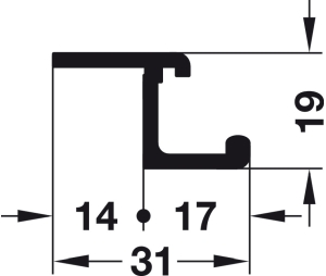 Hafele 405.56.003 Upper Track, For Hawa Regal VF, 11' 5 13/16" Length, Single, Aluminum, Blank