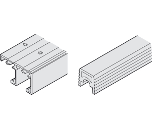 Hafele 405.70.713 Double Running Track Set, for Hawa Combino 65 H IF, 8' 2-7/16" Length, Aluminum, Anodized