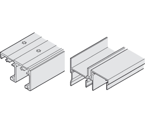 Hafele 405.70.723 Track Set, for Hawa Combino 65 H MF, 8' 2-7/16" Length, Aluminum, Anodized