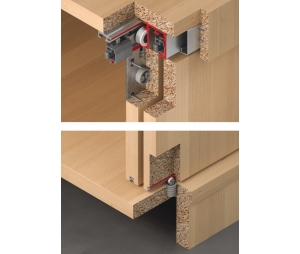 Hafele 405.71.004 Sliding Door Hardware, Hawa Combino 65 H IF Set, Infront, for Top Running Wooden Doors, for 2 Sliding Doors