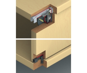 Hafele 405.82.215 Sliding Door Hardware, Hawa Clipo 15 H Set, Infront, for Straight or Curved Wooden Doors, for Door Weights up to 33 lbs., for 2 Doors, Plastic/Steel