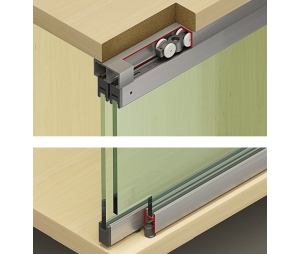 Hafele 405.82.290 Sliding Door Hardware, Hawa Clipo 16 GPK IF, Glass Fixing Profile is not Required on the Bottom of the Door, Plastic, 1 Set