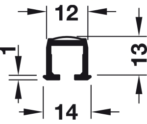 Hafele 405.86.002 Single Running Track, for Clamping into Groove, 8' 2 7/16" Length, Aluminum, Blank