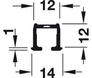 Hafele 405.87.002 Single Running Track, For Screw Fixing into Groove, 8' 2 7/16" Length, Aluminum, Blank