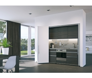 Hafele 408.30.057 Wooden Folding Sliding Doors, Hawa Folding Concepta 25, Laterally Sliding-In, Left Hand Mounting, for Door Weights up to 55 lbs., Door Height 72-7/8" - 102-3/8", Black Anodized, Per Set