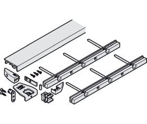 Hafele 408.30.961 Bottom Profile with Cover Caps, For Concepta 25, (51 3/16") 1300 mm Length, Aluminum, Clear Anodized, 1 Set
