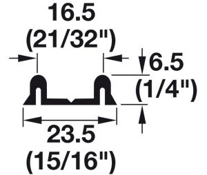 Hafele 415.08.972 Double Running Track, for Slido F-Line14 25A, (7/8" x 1/4") 23.5 mm x 6.5 mm, 11' 5 13/16" Length, Aluminum, Silver