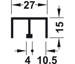 Hafele 415.10.925 Double Upper Guide Track, for Slido F-Line14 25A, (1 1/8" x 5/8") 27 mm x 15 mm, 8' 2 7/16" Length, Aluminum, Silver