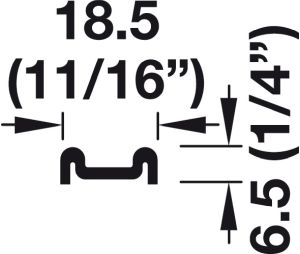 Hafele 415.11.925 Double Bottom Running Track, for Slido F-Line14 25A, (3/4" x 1/4") 18.5 mm x 7 mm, 2' 1 19/32" Length, Aluminum, Silver Colored