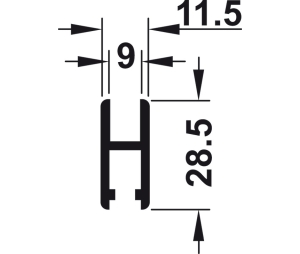 Hafele 415.12.652 Runner Housing Profile, for Running Gear, for Slido F-Line14 25A, 8' 2-7/16" Length, Aluminum, Silver Colored Anodized
