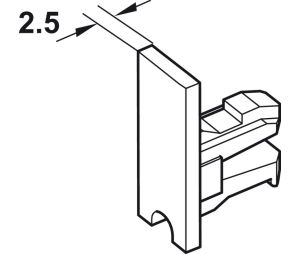 Hafele 415.13.020 End Cap, Without Handle, Without Groove, For Clipping on and Bonding on Site, 2' 1 19/32" Length, Plastic, Matt Chrome Plated