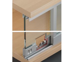 Hafele 415.13.104 Running Gear, Häfele Slido F-Line14 25A, Infront, 2' 1 19/32" Length, for Sliding in and Tightening, Steel, Zinc