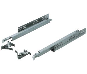 Hafele 421.23.830 Salice A6557 Futura Push Slide, for Frameless, Full Extension, 50 lbs, 12" Length, Steel, Zinc, 1 Pair