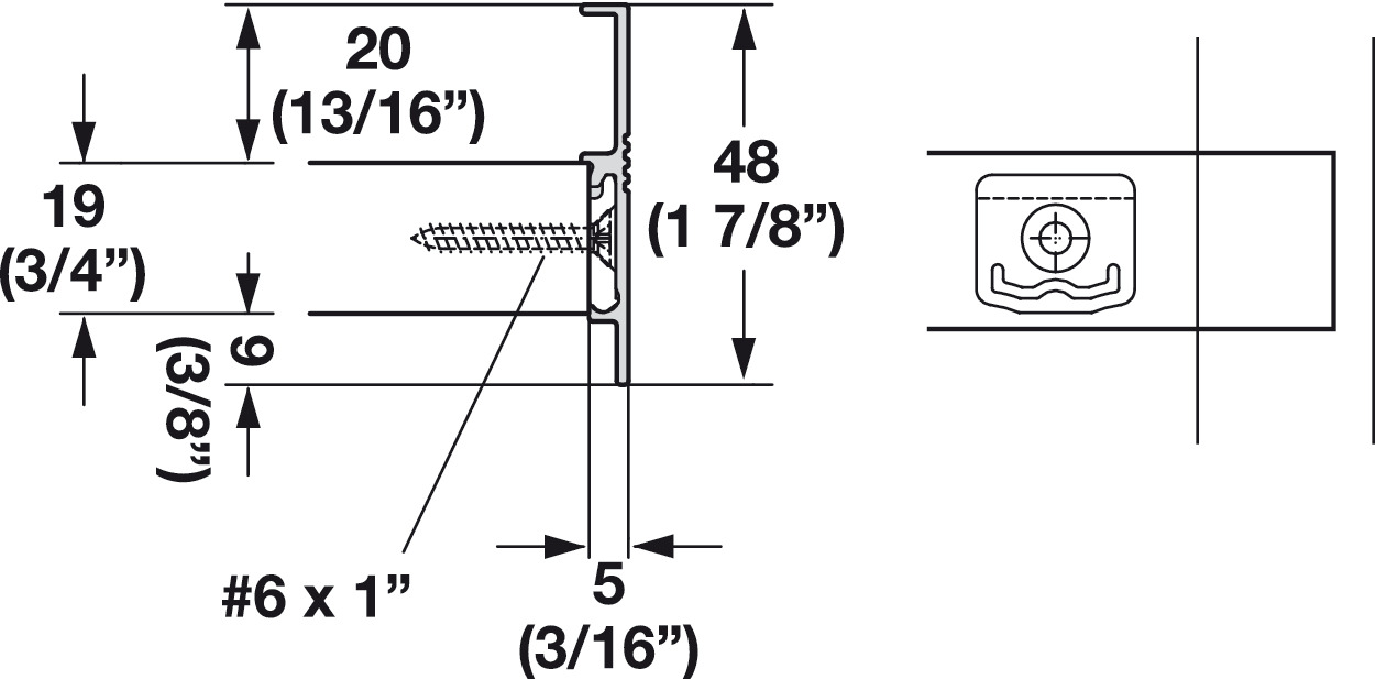 Hafele Shelf Rails Hafele 421.48.030 Decorative Side Rail, for EKU Forte 170/340, 118 ...