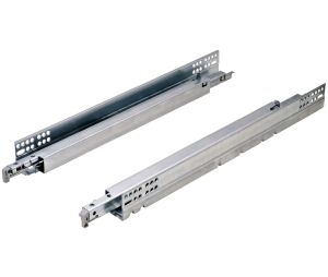 Hafele 433.17.838 Slide, Salice A7557 Futura Push, for Face-Frame, Full Extension, (15") 381 mm Drawer Length, Steel, Zinc, 1 Pair