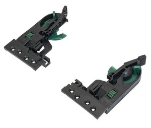 Hafele 433.19.026 Front Locking Device, 2-D, with Flange, Dynapro, Left and Right, Plastic, Black, 1 Pair