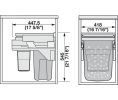 Hafele 502.72.701 Laundry Hamper, Hailo 45 Short with Full Extension, Steel, Plastic Bins, White, White/Blue Bins Color, 1 Set