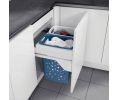 Hafele 502.72.705 Laundry Hamper, Hailo 60 with Full Extension, Steel, Plastic Bins, White, White/Light Blue Bins Color, 1 Set