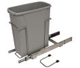 Hafele 503.13.540 Waste Bin Pull-Out, SCB9-1-20PT, KV Bottom Mount, Single, Ball Bearing Slide with Overtravel and Soft-Close, Steel, Plastic Bin, Frosted Nickel, 1 Set
