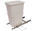 Hafele 503.13.740 Waste Bin Pull-Out, SCB9-1-20WH, KV Bottom Mount, Single, Ball Bearing Slide with Overtravel and Soft-Close, Steel, Plastic Bin, White, 1 Set