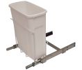 Hafele 503.13.747 Waste Bin Pull-Out, SCB15-1-20WH, KV Bottom Mount, Single, Ball Bearing Slide with Overtravel and Soft-Close, Steel, Plastic Bin, White, 1 Set