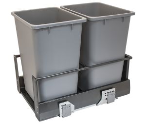 Hafele 503.15.224 Waste Bin Pull-Out, Häfele Matrix, Double, Capacity 2 x 52 qt, Steel/Plastic, Anthracite/Gray, Set