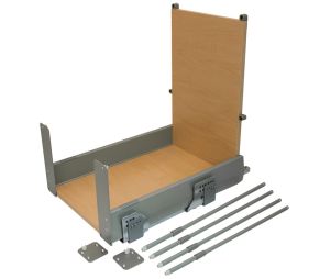 Hafele 503.15.865 Laundry Hamper, Matrix, 110 Lbs Weight Capacity, Steel/Melamine, Champagne/Maple, Set