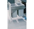 Hafele 503.70.922 Double Waste Bin Sorter, Hailo Euro-Cargo 45, Installation Behind Fronts, with Soft Close, for 2 x 40.15 qt Bins, Steel/Plastic, Powder-Coated/Gray, Set 