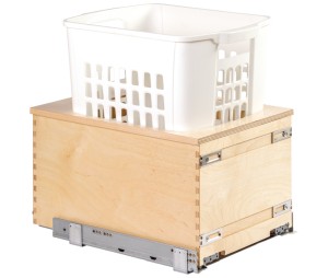 Hafele 503.79.892 Single Hamper, Century Serenade Vanity Signature Series, for 17-3/8" Cabinet Width, Baltic Birch, White