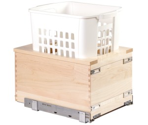 Hafele 503.82.111 Single Hamper, Century Serenade Vanity Signature Series, for 14-3/8" Cabinet Width, Maple, White