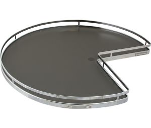 Hafele 541.06.267 Super Susan, 3/4 Round Pie-Cut Revolving Shelf, 32" Diameter, Melamine/Steel, Chrome/Anthracite, Box of 2 Pieces