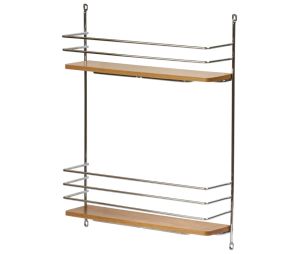 Hafele 543.17.210 Door Rack, Cabinet Accessory, For 15" Inset Door, 8-1/4" Width, 18" Height, Birch & Metal, Chrome