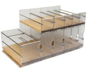 Hafele 545.06.101 Pull-Out Spice Rack, Wooden Cabinet Accessory, 14-3/8" Width, ASB, Stainless and Birch, Set