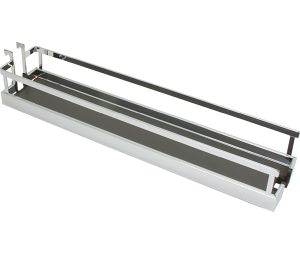 Hafele 545.09.340 Tray, Dispensa, For Base Pull-Out II, 4" Width, Melamine/Steel, Chrome/Anthracite, Box of 2 Pieces