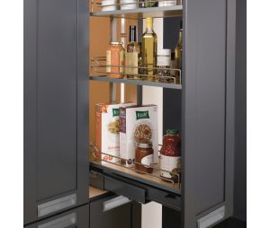 Hafele 546.62.810 Dispensa Pull-Out Pantry Frame, Full Extension, 31-1/2" (800 mm) - 47-1/4" (1200 mm) Installed Height, Steel, Champagne, Epoxy-Coated, Set