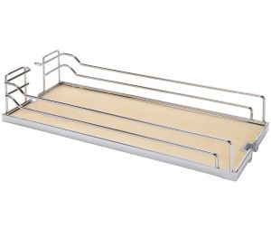 Hafele 546.63.162 Tray, Dispensa, For Base Pull-Out II, 7" Width, Melamine/Steel, Chrome/Maple, Box of 2 Pieces