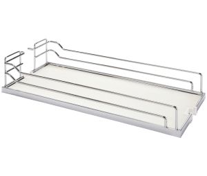 Hafele 546.63.262 Tray, Dispensa, For Base Pull-Out II, 7" Width, Melamine/Steel, Chrome/White, Box of 2 Pieces