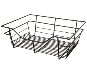 Hafele 547.38.332 Wire Closet Basket, with Full Extension Slides, 14" x 17" x 6", with 14" Slides, Steel, Black, Set