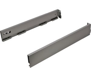 Hafele 550.41.539 Grass Vionaro Drawer System, (3-1/2") 89 mm Side Height, 381 mm (15") Drawer Length, Steel, Silver Gray, Zinc-Plated, 1 Pair