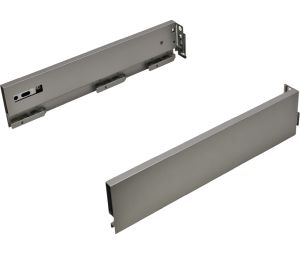 Hafele 550.42.546 Grass Vionaro Drawer System, (4-3/4") 121 mm Side Height, 457 mm (18") Drawer Length, Steel, Silver Gray, Zinc-Plated, 1 Pair