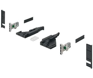 Hafele 550.47.360 Front Panel, For Grass Vionaro, (3-1/2") 89 mm For Side Height, For Screw Fixing, Aluminum, Graphite, Set