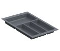 Hafele 556.55.362 Sky Cutlery Tray, for 553 mm (21") Deep Drawer, 310 mm - 350 mm (12-3/16" - 13-3/4") Trimmable Width, Plastic, Slate Gray
