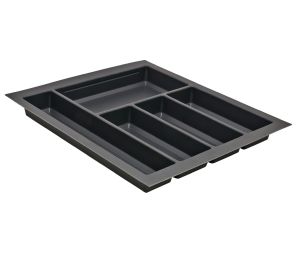 Hafele 556.55.363 Sky Cutlery Tray, for 553 mm (21") Deep Drawer, 360 mm - 400 mm (14-3/16" - 15-3/4") Trimmable Width, Plastic, Slate Gray
