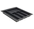 Hafele 556.55.363 Sky Cutlery Tray, for 553 mm (21") Deep Drawer, 360 mm - 400 mm (14-3/16" - 15-3/4") Trimmable Width, Plastic, Slate Gray