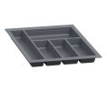 Hafele 556.55.365 Sky Cutlery Tray, for 553 mm (21") Deep Drawer, 460 mm - 500 mm (18-1/8" - 19-11/16") Trimmable Width, Plastic, Slate Gray