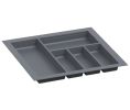Hafele 556.55.366 Sky Cutlery Tray, for 553 mm (21") Deep Drawer, 510 mm - 580 mm (20-1/16" - 22-13/16") Trimmable Width, Plastic, Slate Gray