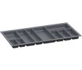 Hafele 556.55.370 Sky Cutlery Tray, for 553 mm (21") Deep Drawer, 910 mm - 950 mm (35-13/16" - 37-3/8") Trimmable Width, Plastic, Slate Gray