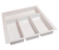 Hafele 556.55.762 Sky Cutlery Tray, for 553 mm (21") Deep Drawer, 310 mm - 350 mm (12-3/16" - 13-3/4") Trimmable Width, Plastic, Textured White