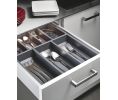 Hafele 556.55.369 Sky Cutlery Tray, for 553 mm (21") Deep Drawer, 810 mm - 850 mm (31-7/8" - 33-7/16") Trimmable Width, Plastic, Slate Gray